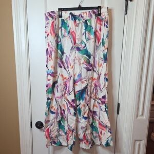 FINAL CLEARANCE Calia Floral Linen Resort Wear Wide Leg Pants In XL